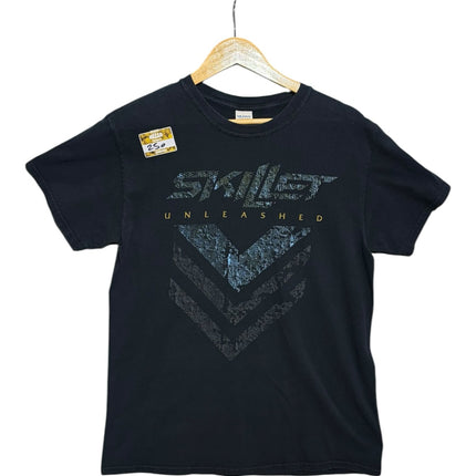 OutOf10 black Skillet Unleashed graphic band t-shirt with distressed logo print on soft cotton fabric