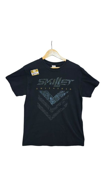 OutOf10 black Skillet Unleashed graphic band t-shirt with distressed logo print on soft cotton fabric