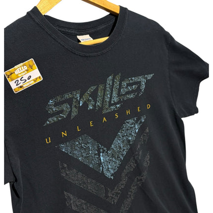 OutOf10 black Skillet Unleashed graphic band t-shirt with distressed logo print on soft cotton fabric