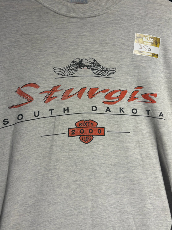 OutOf10 heather grey vintage Sturgis 2000 60th anniversary long sleeve t-shirt with eagle graphic