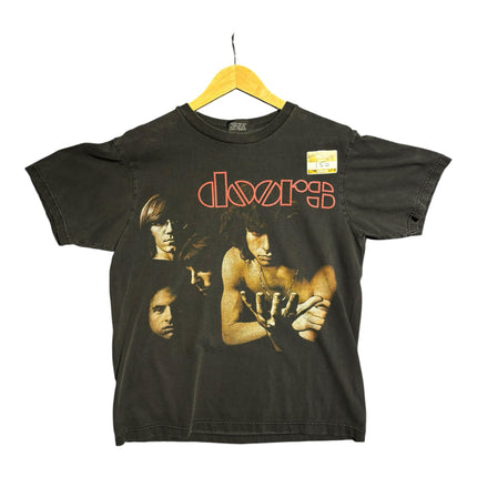 OutOf10 vintage-style black cotton t-shirt featuring The Doors band portrait and retro logo graphic