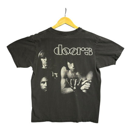 OutOf10 vintage-style black cotton t-shirt featuring a graphic print of The Doors band members and logo
