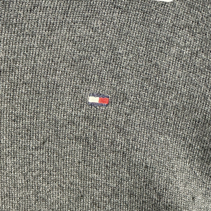 OutOf10 Tommy Hilfiger charcoal grey V-neck sweater vest in a soft Pima cotton and cashmere knit with flag logo