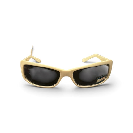 OutOf10 Tommy Hilfiger rectangular sunglasses with cream frames and dark lenses in a sleek wrap-around style