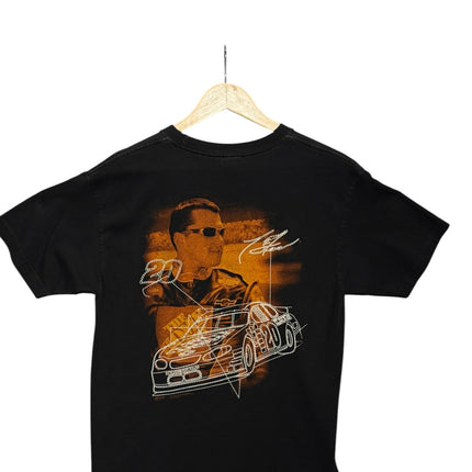 OutOf10 black cotton crewneck t-shirt featuring a back graphic of Tony Stewart and his number 20 NASCAR race car.