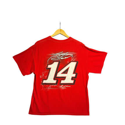 OutOf10 red Tony Stewart NASCAR graphic t-shirt featuring number 14 and driver signature on the back