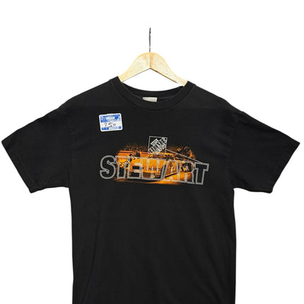 OutOf10 black cotton crewneck t-shirt featuring a vintage Tony Stewart NASCAR graphic print on the front.