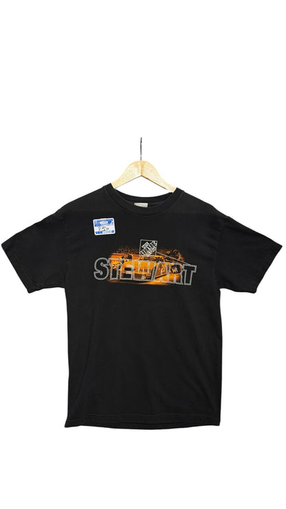 OutOf10 black cotton crewneck t-shirt featuring a vintage Tony Stewart NASCAR graphic print on the front.