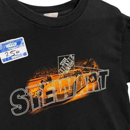 OutOf10 black cotton crewneck t-shirt featuring a vintage Tony Stewart Home Depot NASCAR graphic print