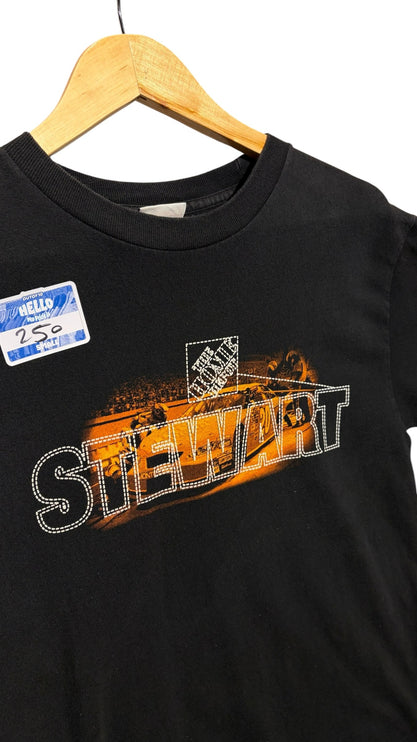 OutOf10 black cotton crewneck t-shirt featuring a vintage Tony Stewart Home Depot NASCAR graphic print