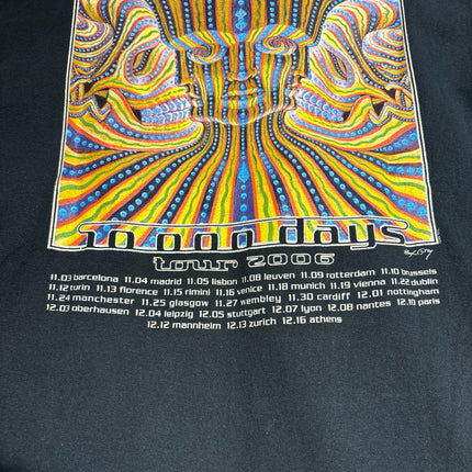 OutOf10 vintage Tool 10,000 Days 2006 tour t-shirt back graphic with Alex Grey psychedelic artwork and tour dates