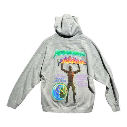 OutOf10 grey Travis Scott Cactus Jack Astronomical hoodie with vibrant back graphic print and drawstring hood