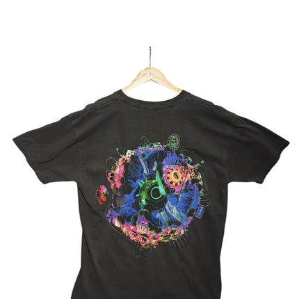 OutOf10 Travis Scott Astronomical Fortnite graphic t-shirt in washed black cotton with a psychedelic back print.