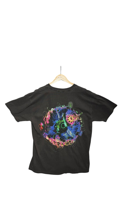 OutOf10 Travis Scott Astronomical Fortnite graphic t-shirt in washed black cotton with a psychedelic back print.