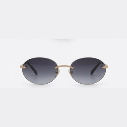 OutOf10 TRUSSARDI rimless oval sunglasses with gradient lenses and textured gold-tone bridge and temples