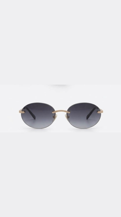 OutOf10 TRUSSARDI rimless oval sunglasses with gradient lenses and textured gold-tone bridge and temples