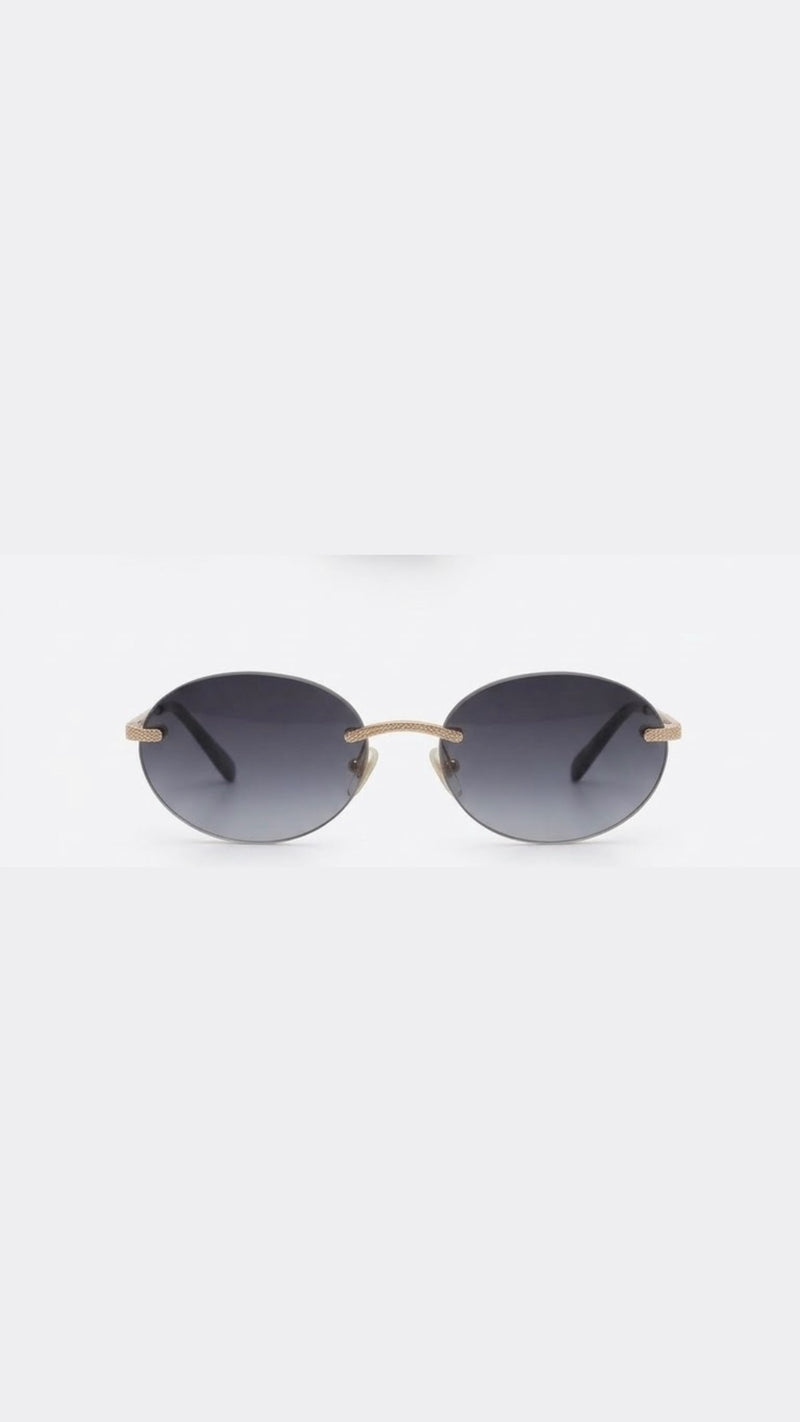 OutOf10 TRUSSARDI rimless oval sunglasses with gradient lenses and textured gold-tone bridge and temples