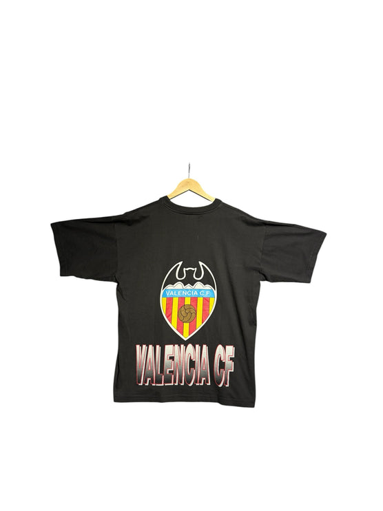 OutOf10 black cotton Valencia CF short sleeve t-shirt featuring a retro graphic club crest on the back