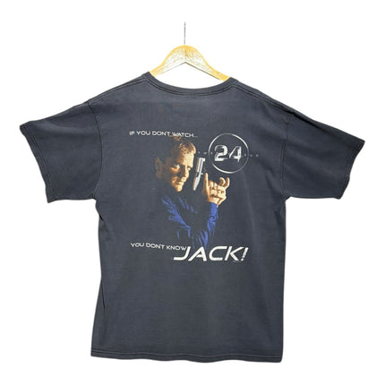 OutOf10 black vintage 24 television series graphic crewneck t-shirt featuring Jack Bauer on the back
