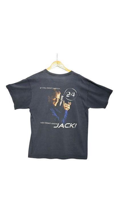OutOf10 black vintage 24 television series graphic crewneck t-shirt featuring Jack Bauer on the back