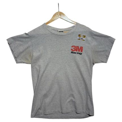 OutOf10 vintage heather grey cotton-blend crewneck t-shirt featuring a small 3M Racing logo on the chest.