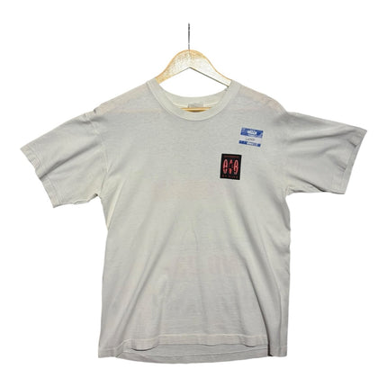 OutOf10 vintage off-white cotton crewneck t-shirt with Authentic Air by Nike chest patch on a wooden hanger