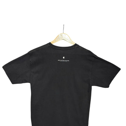OutOf10 black cotton t-shirt featuring the Apple logo and Add a new Mac to your Mac tagline on the back