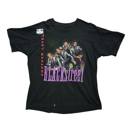 OutOf10 vintage 1997 Blackstreet Another Level world tour black cotton t-shirt with group graphic and crew neck