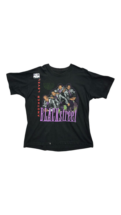OutOf10 vintage 1997 Blackstreet Another Level world tour black cotton t-shirt with group graphic and crew neck