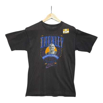 OutOf10 vintage black cotton t-shirt featuring a Charles Barkley basketball graphic print with blue and yellow text.