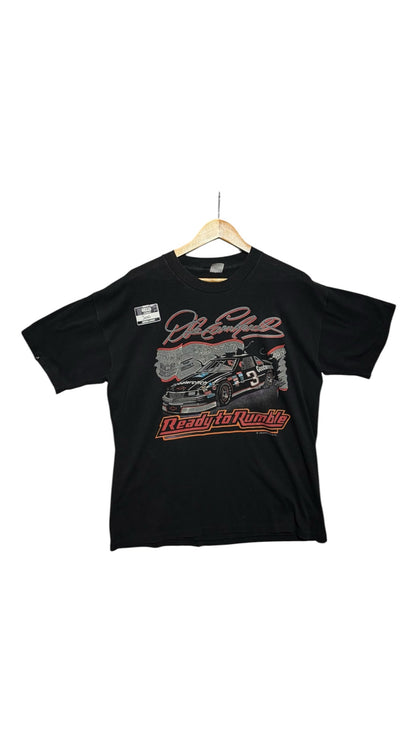 OutOf10 vintage black cotton t-shirt featuring a Dale Earnhardt Ready to Rumble NASCAR graphic print
