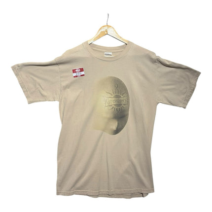 OutOf10 vintage sand-beige Godsmack 2003 tour cotton t-shirt with front mask graphic and crew neck