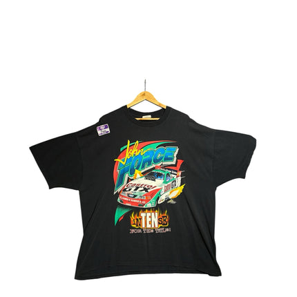 OutOf10 vintage black John Force Racing graphic t-shirt featuring a Castrol GTX race car print on soft cotton