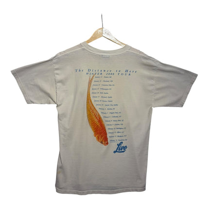 OutOf10 vintage off-white Live band tour t-shirt featuring a koi fish graphic and 2000 tour dates on the back