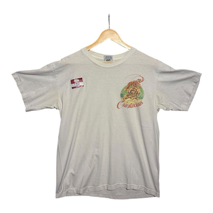 OutOf10 off-white cotton t-shirt featuring a vintage lobster diver graphic print on the chest, crew neck, relaxed fit.