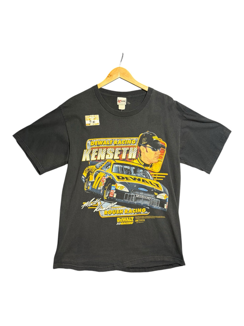 OutOf10 vintage black Matt Kenseth DeWalt NASCAR graphic t-shirt with race car print and cotton fabric