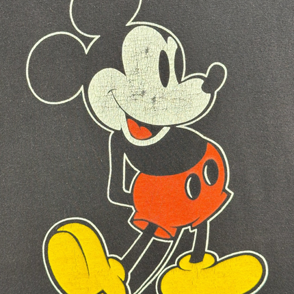 OutOf10 black cotton crewneck t-shirt featuring a vintage distressed Mickey Mouse graphic print
