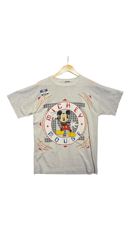 OutOf10 vintage heather grey cotton-blend t-shirt featuring a retro Mickey Mouse graphic print on the front.