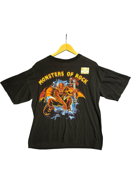 OutOf10 vintage black Monsters of Rock graphic t-shirt with a fiery demon illustration on the front
