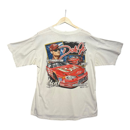 OutOf10 vintage white cotton t-shirt featuring a Dale Earnhardt Jr. NASCAR graphic print on the back