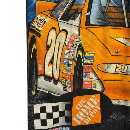 OutOf10 vintage black cotton t-shirt featuring a vibrant Tony Stewart No. 20 Home Depot NASCAR graphic print