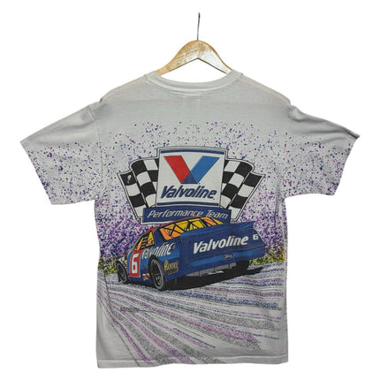 OutOf10 vintage 1994 Mark Martin Valvoline NASCAR t-shirt with purple paint splatter and race car graphic on back