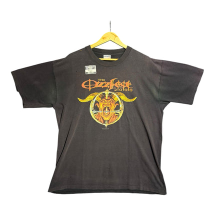 OutOf10 vintage black Ozzfest 2000 graphic t-shirt with distressed demonic print and soft lived-in cotton fabric