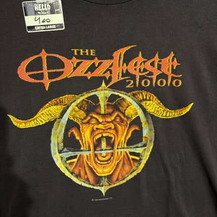 OutOf10 vintage black Ozzfest 2000 graphic t-shirt with a distressed demonic print on soft cotton fabric