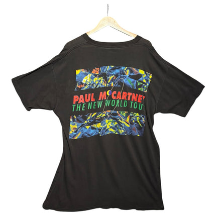 OutOf10 vintage black Paul McCartney The New World Tour graphic t-shirt with a multi-coloured abstract print
