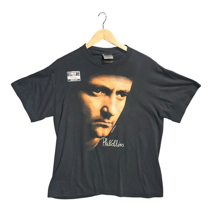 OutOf10 vintage black Phil Collins 1990 But Seriously tour graphic cotton t-shirt with portrait print