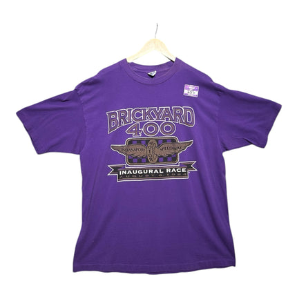 OutOf10 vintage purple Brickyard 400 inaugural race graphic t-shirt with Indianapolis Motor Speedway 1994 print