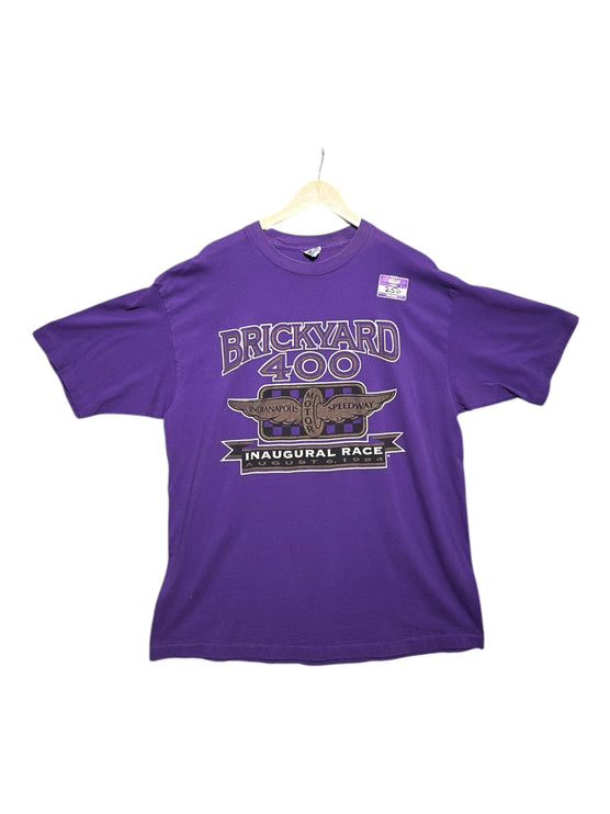 OutOf10 vintage purple Brickyard 400 inaugural race graphic t-shirt with Indianapolis Motor Speedway 1994 print
