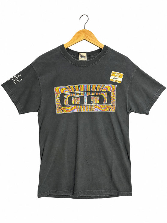 OutOf10 vintage Tool 2006 tour t-shirt in washed black cotton with a vibrant psychedelic logo graphic on the front.