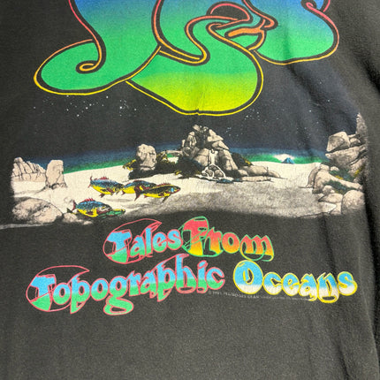 OutOf10 vintage black Yes Tales From Topographic Oceans band t-shirt with vibrant psychedelic graphic print
